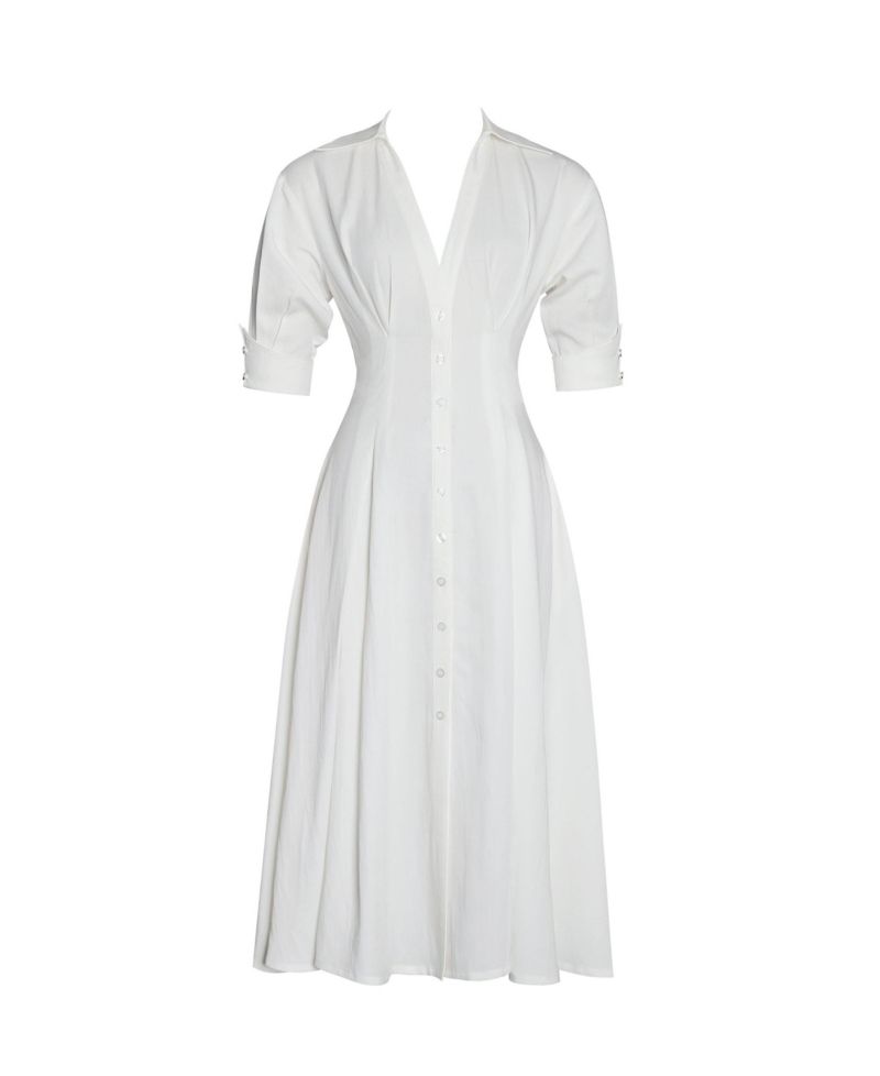 Women's Palina Lyocell Pleated Midi Preppy Shirt Dress