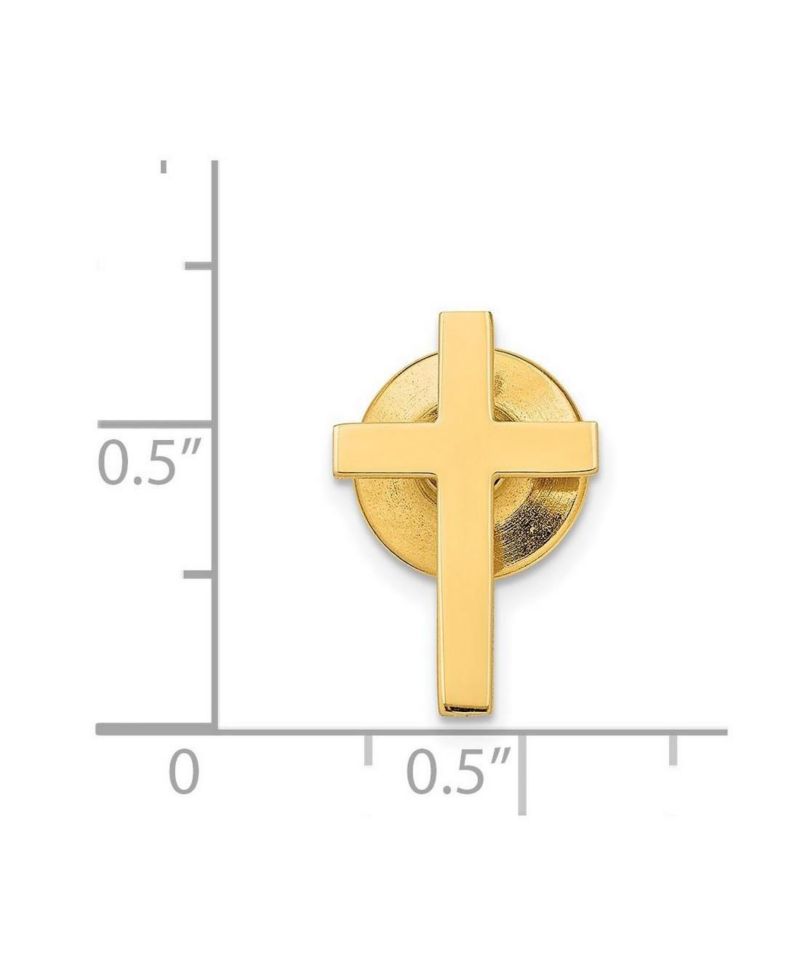 Solid 14k Yellow Gold Squared Polished Cross Tie Tack for Men