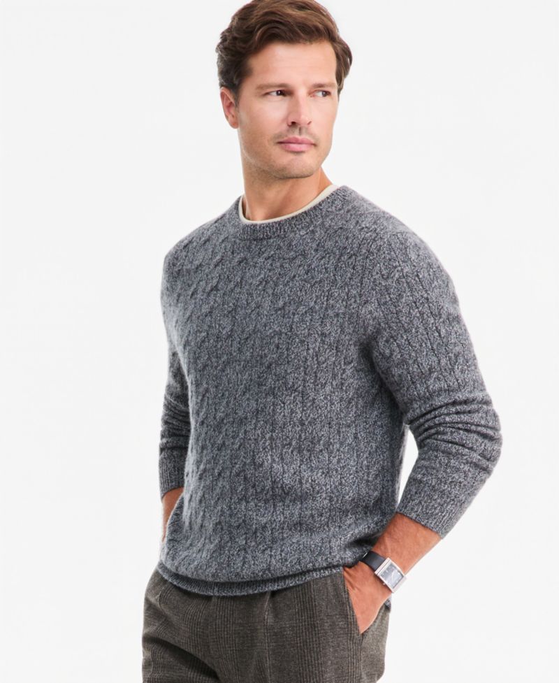 Men's Premium Cashmere Cable-Knit Crewneck Sweater, Macy's Exclusive