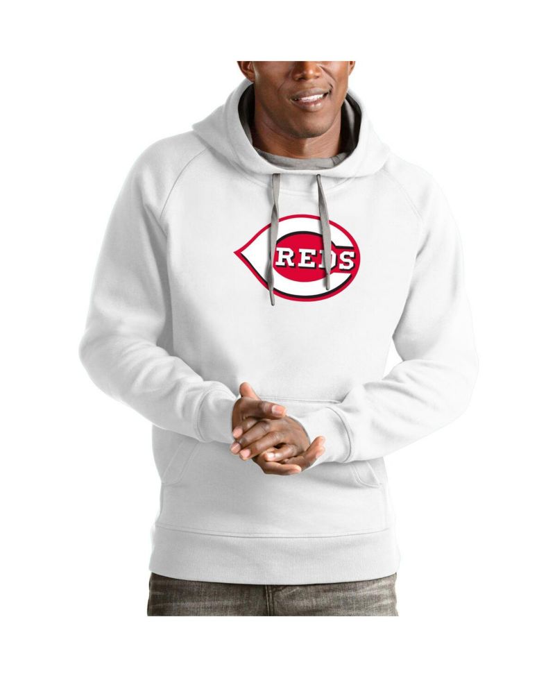 Men's White Cincinnati Reds Victory Pullover Team Logo Hoodie