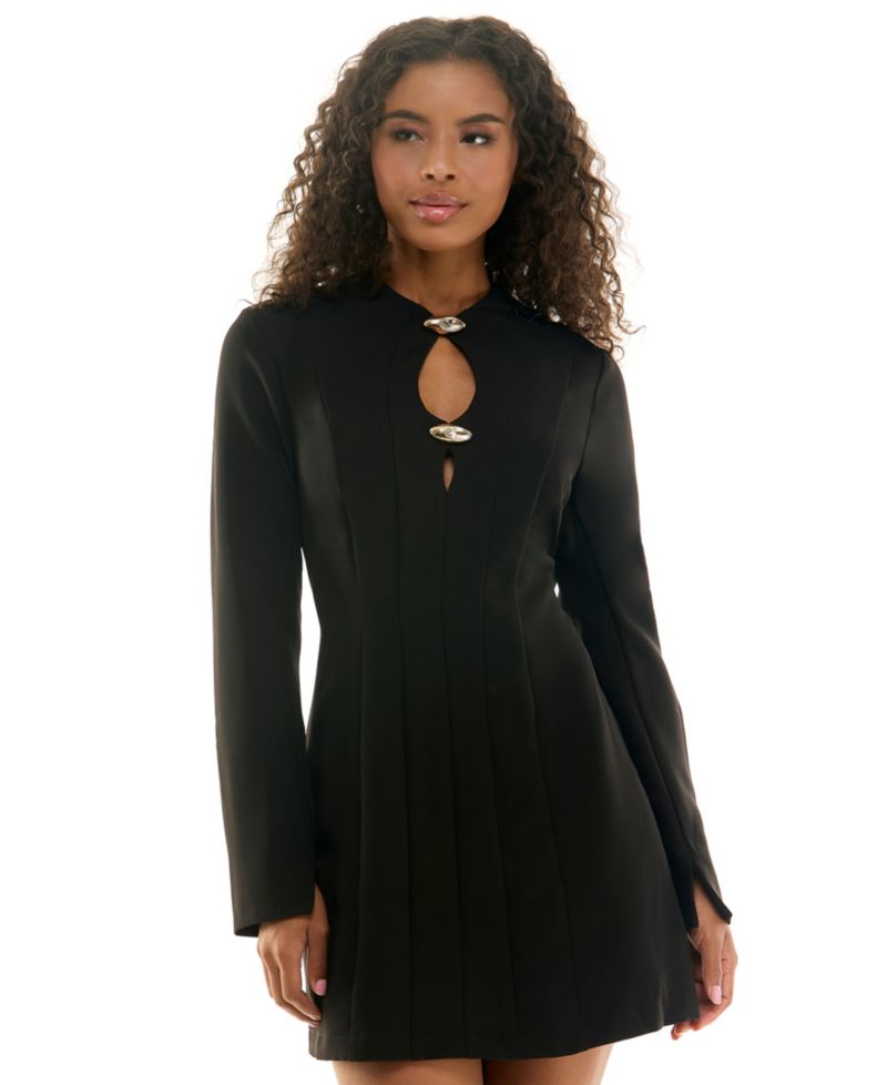 Juniors' Mock-Neck Mini Dress