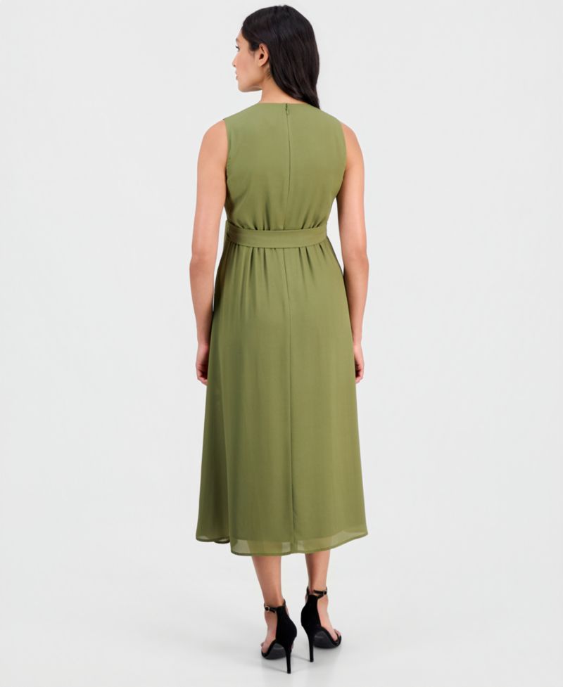Petite Faux-Wrap A-Line Midi Dress