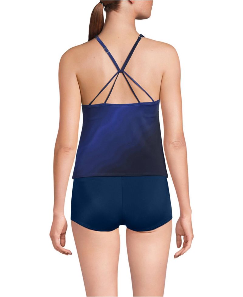 Women's DD-Cup Tugless High Neck Strappy Back Tankini Top