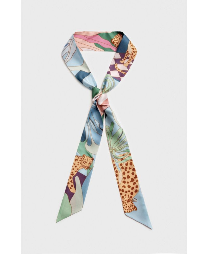 Silk Skinny Scarf Indoor Forest