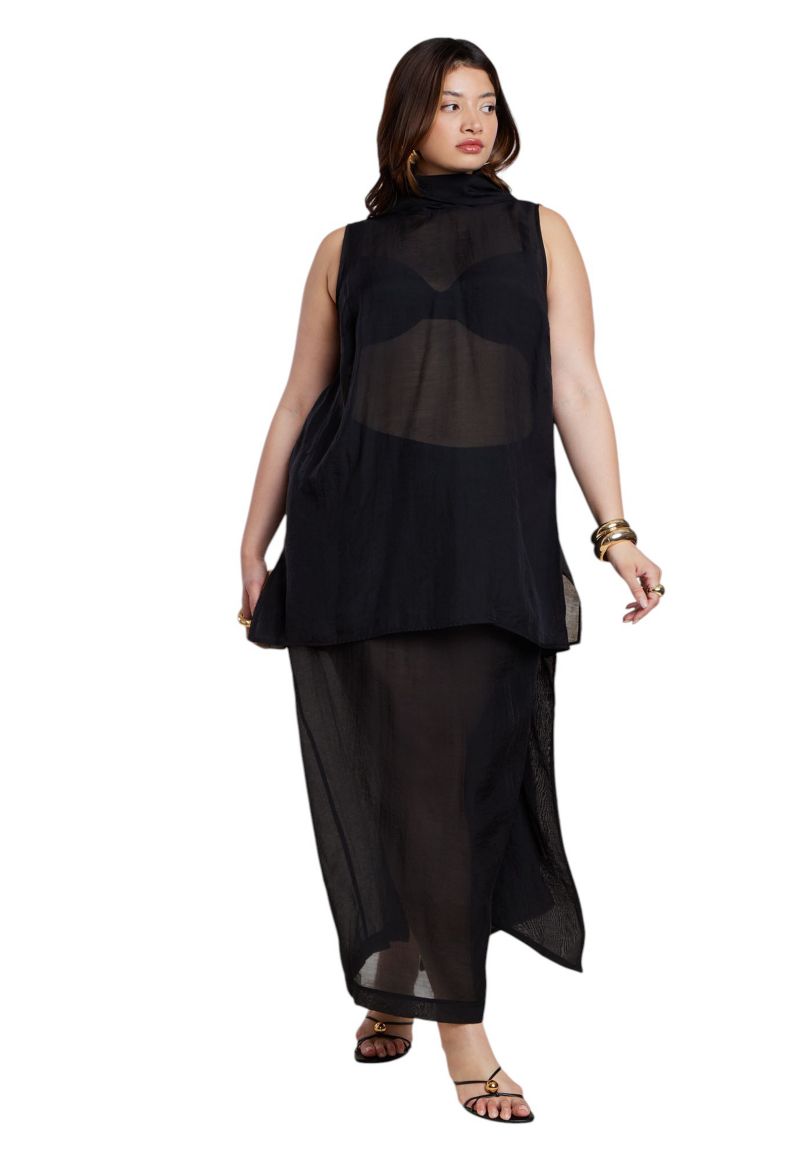 Women's Sheer Neck Tunic Top