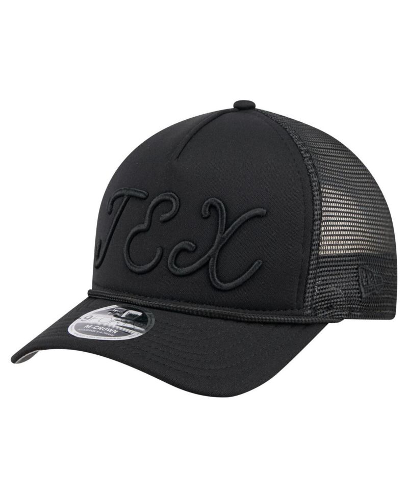 Men's Black Texas Rangers City Initial 9FORTY A-Frame M-Crown Adjustable Trucker Hat