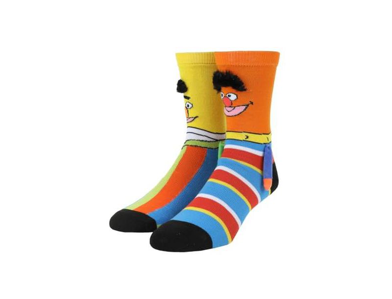 Women's Bert and Ernie Casual Crew Socks With 3D Arms and Magnetic Hands