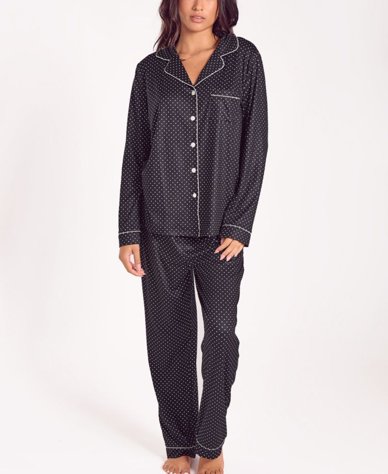 Women's Brushed Micro Stretch Knit Long-Sleeve Pajama Set
