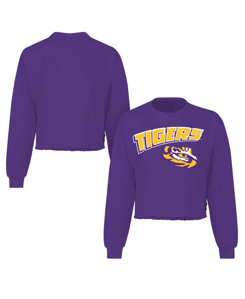 Women's Purple LSU Tigers Slouchy Cropped Long Sleeve T-Shirt
