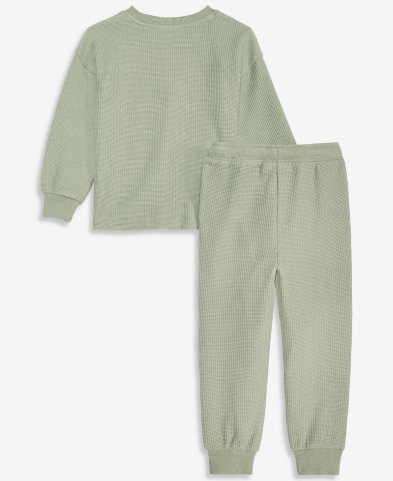 Toddler Boys' 12M-5T Brushed Rib Waffle-Knit Long-Sleeve Top and Pants, 2-Piece Set
