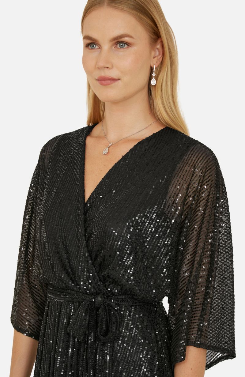 Women's Sequin Midi Wrap Dress