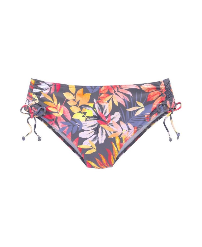 Women's Tropical Print Mid Rise Bikini Mid-Rise Ruched Swim Bottom