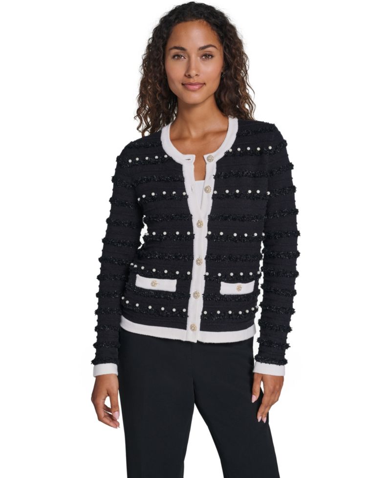 Women's Embellished Crewneck Cardigan Sweater