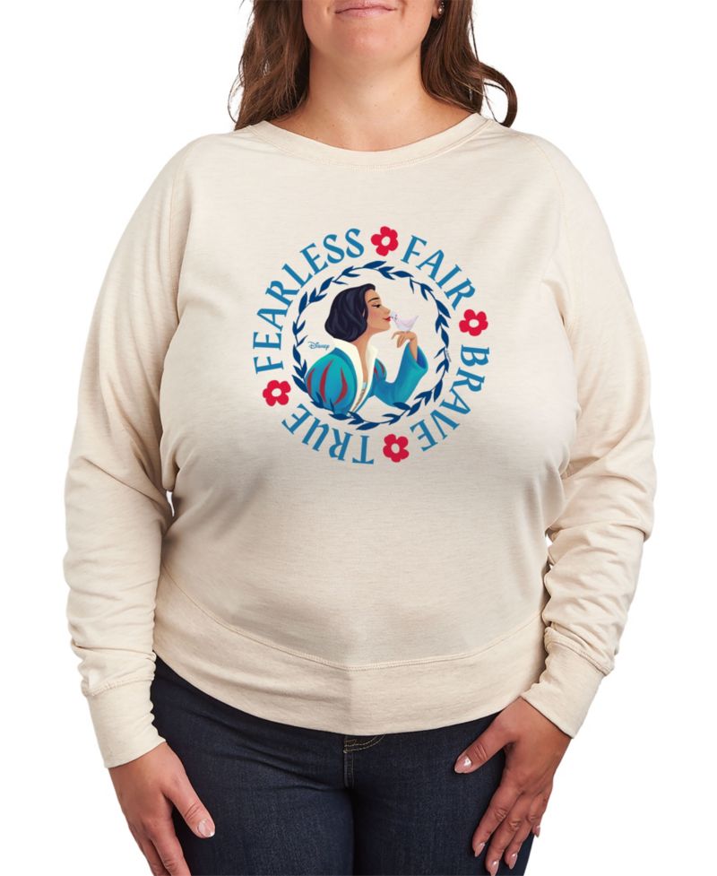 Plus Size Disney Snow White Fearless Fair Brave True Graphic Crew Neck Top