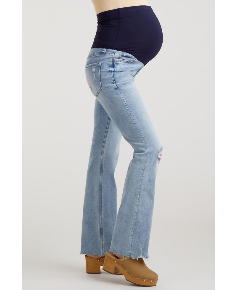 Women's Light Blue Distressed Bootcut Jeans