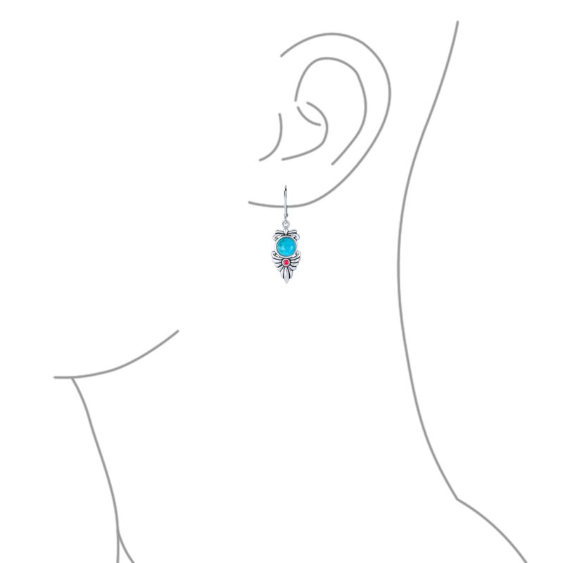 Natural Stabilized Turquoise & Carnelian Dangle Earrings 7g .925 Sterling Silver