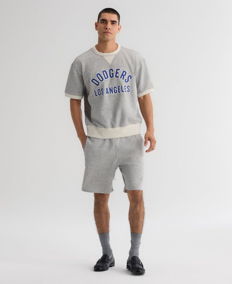 Men's Los Angeles Dodgers Iconic Relaxed-Fit Contrast V-Neck Pullover Sweatshirt