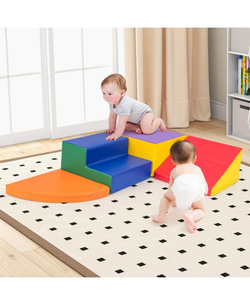 4 Piece Climb and Crawl Foam Block Play Set for Infant Baby Tummy Time