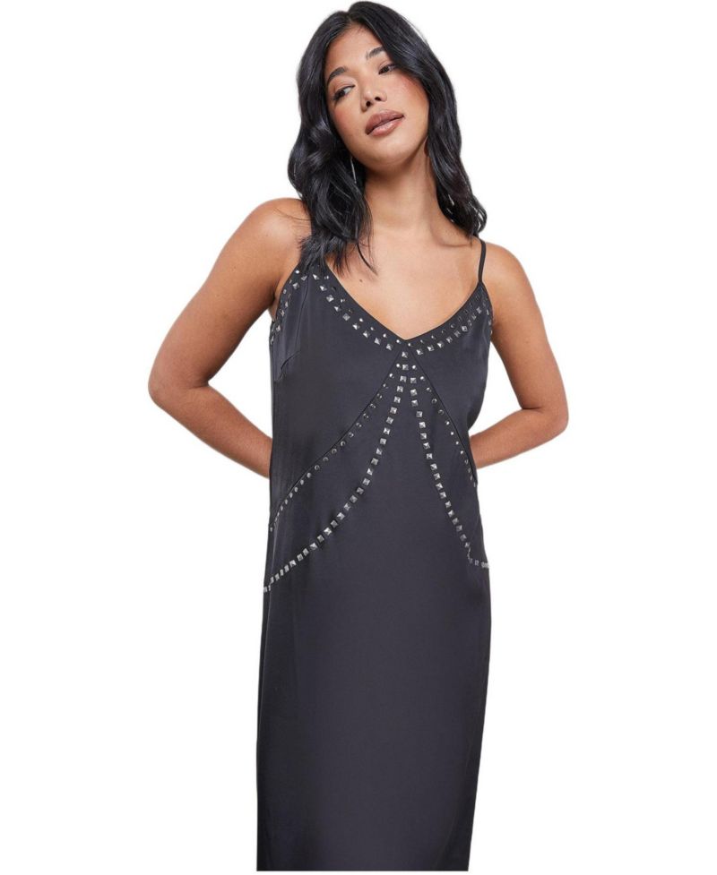 Women's Premium Stud Embellished Slip Dress