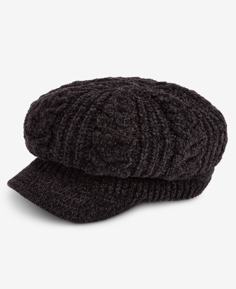 Women's Slouchy Chenille Cable-Knit Cabbie Hat