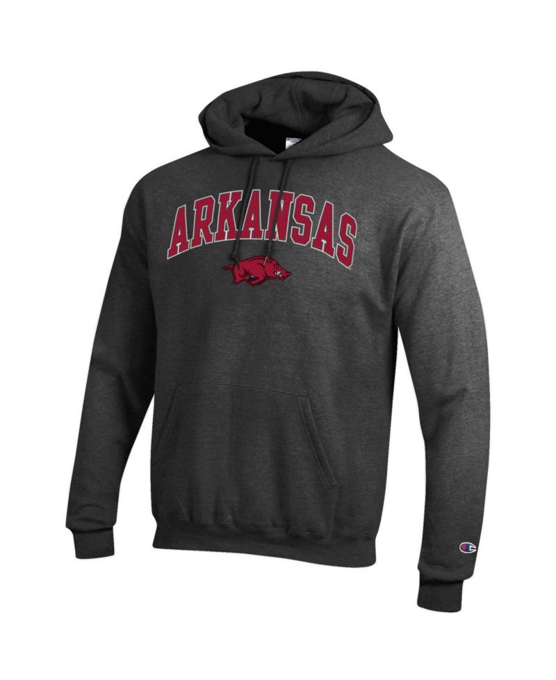 Men's Crimson Arkansas Razorbacks Arched Logo Fleece Pullover Hoodie