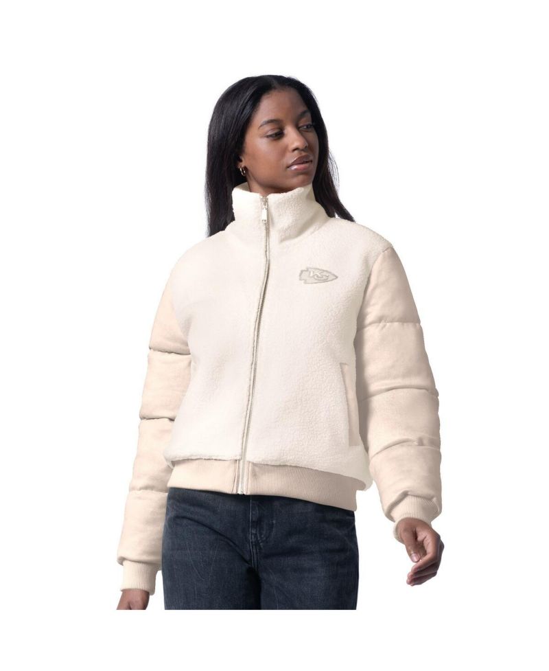 Women's Cream Kansas City Chiefs Cheerleader Sherpa Full-Zip Jacket