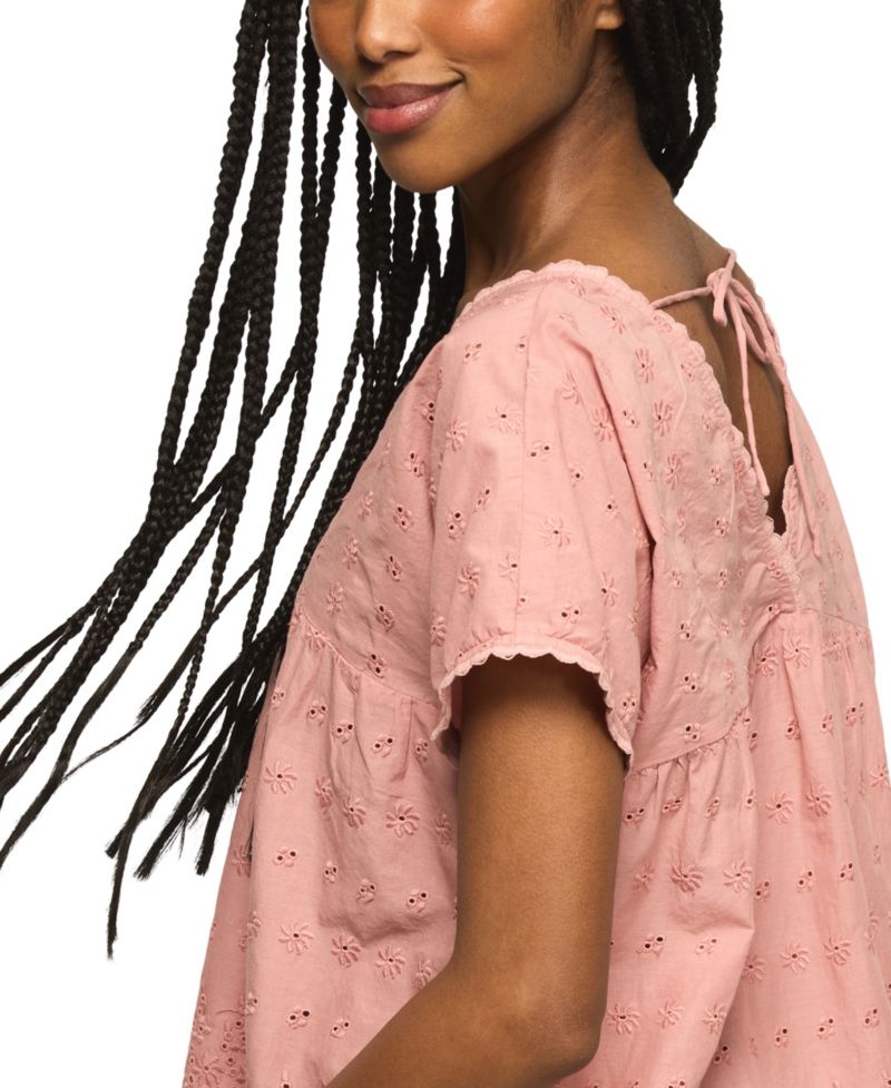 Women's Eyelet Babydoll V-Neck Top