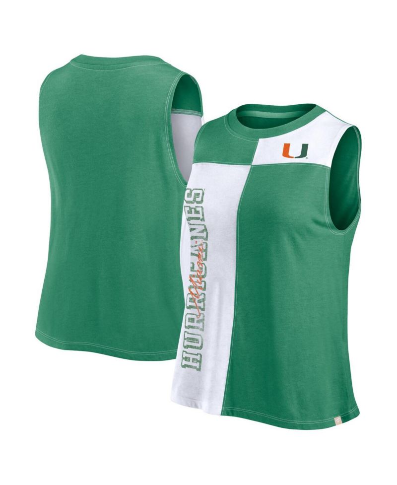 Women's Green/White Miami Hurricanes Color block High Neck Tank Top