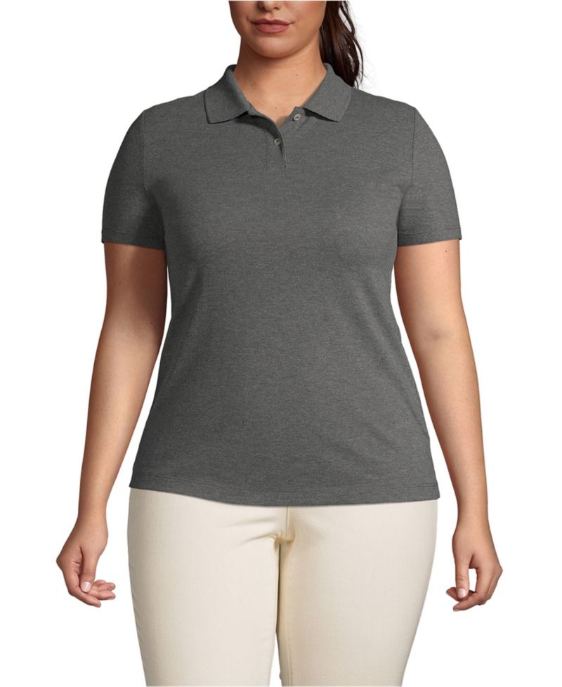 Women's Plus Size Short Sleeve Basic Mesh Polo Shirt