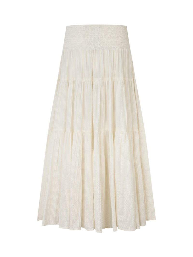 Women's Smocked Waist Tiered Midi Skirt