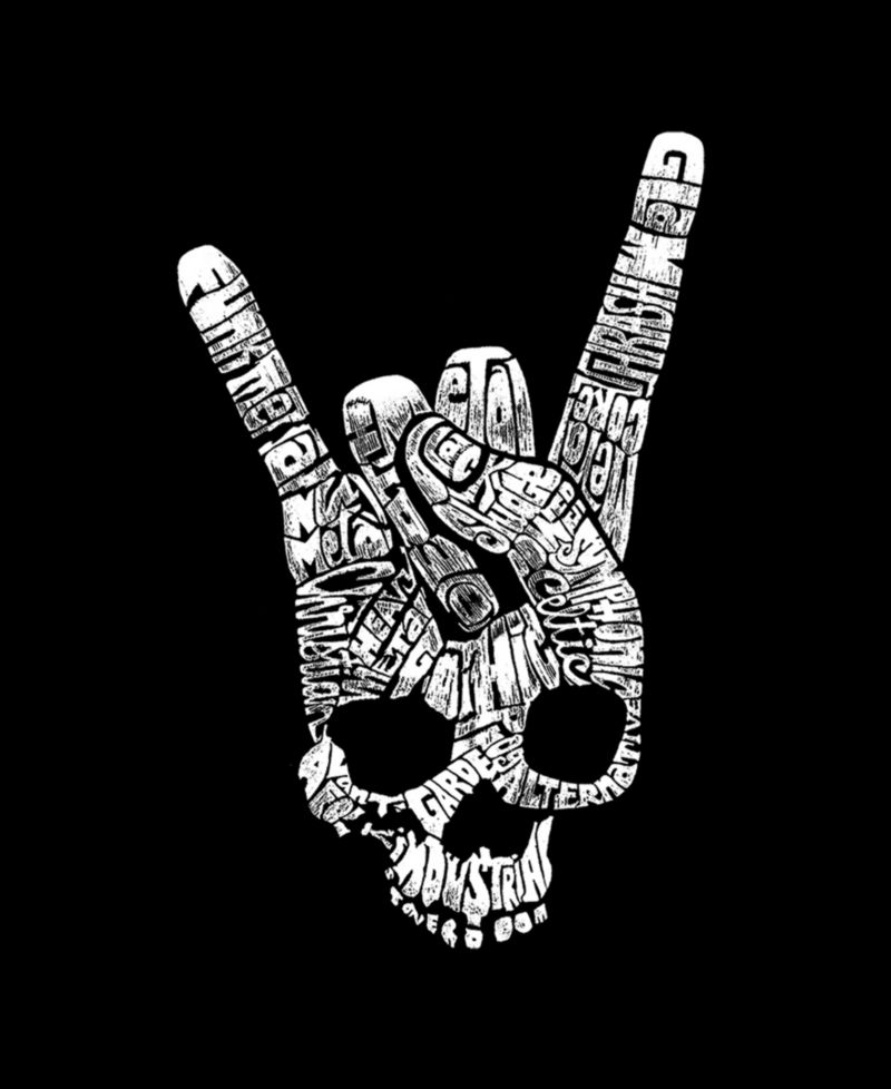 Men's Skull Rock Hand Horns Word Art Graphic Tank Top