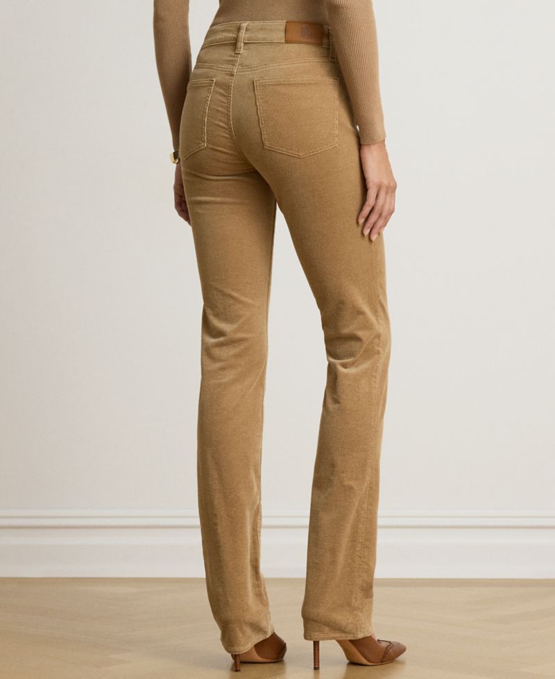Women's Mid-Rise Slim-Straight Corduroy Pants