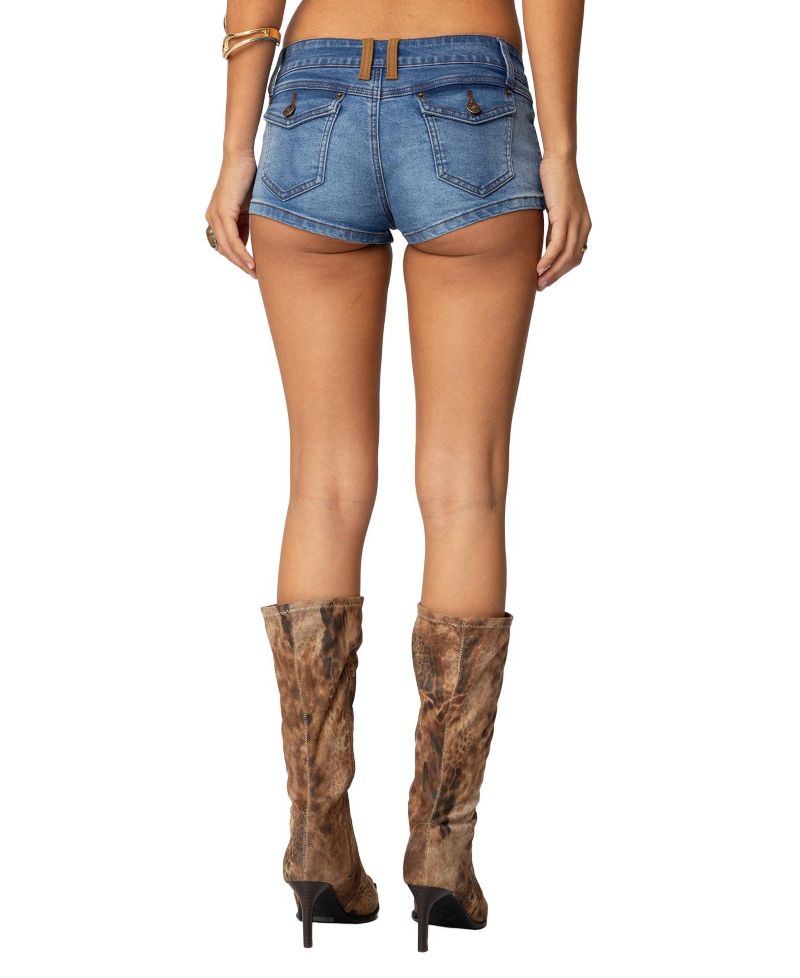 Women's Max Suede Detail Denim Micro Shorts