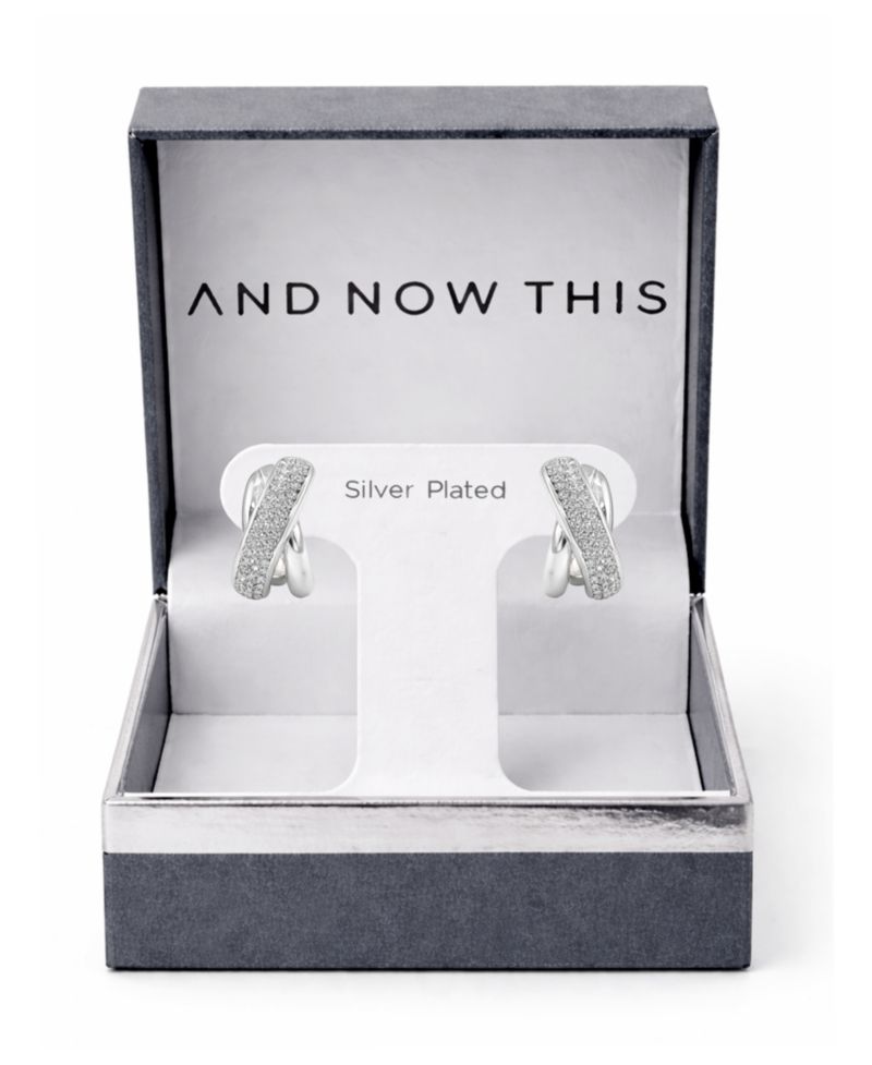 Clear Crystal X Center C Hoop Post Earrings