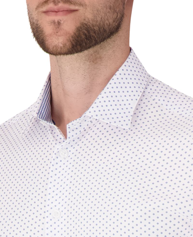 Men's Long Sleeve 4-Way Geo Print Dress Shirt