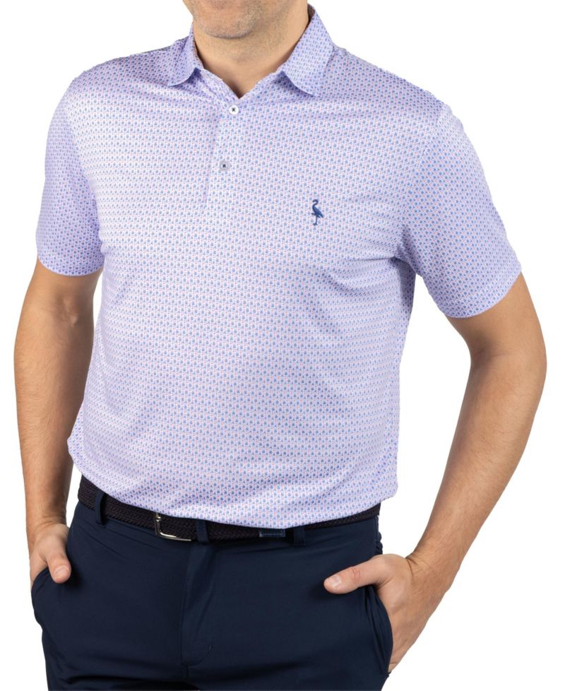 Men's Micro Floral Printed Performance Polo Shirt