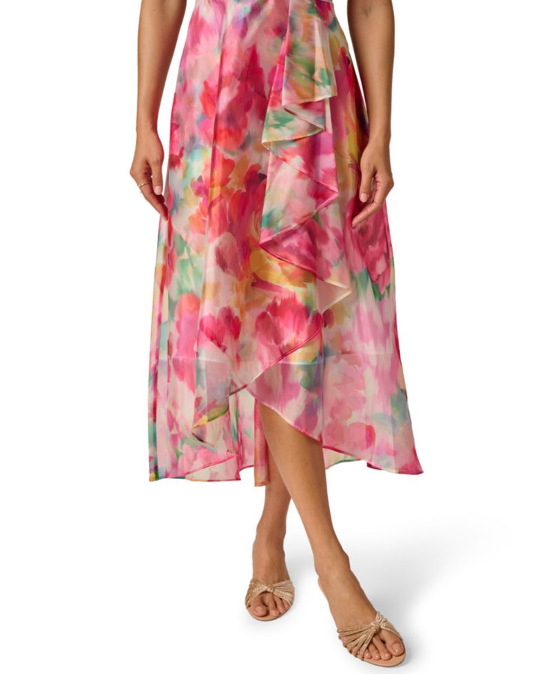 Women's Printed One-Shoulder High-Low Midi Dress