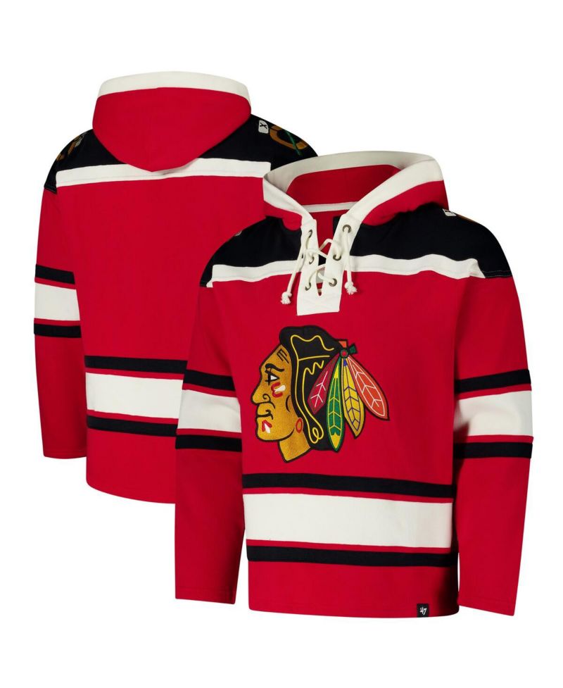 Men's Red Chicago Blackhawks Superior Lacer Pullover Hoodie