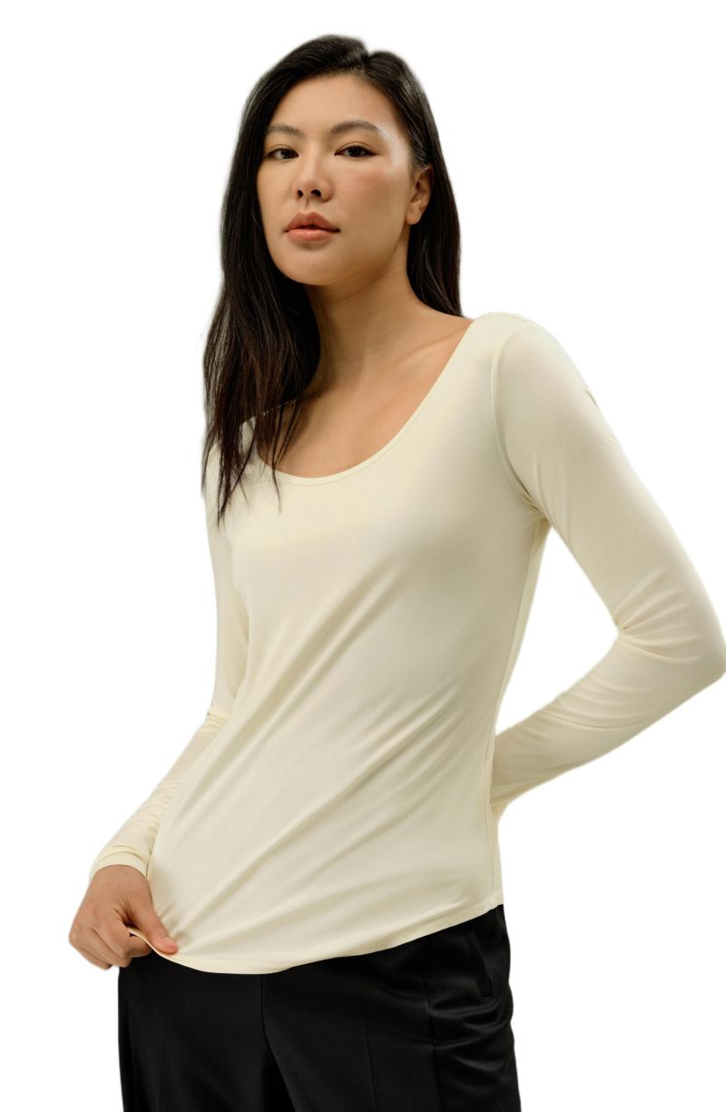 Women's Scoop-Neck Pure Silk Slim Fit Top