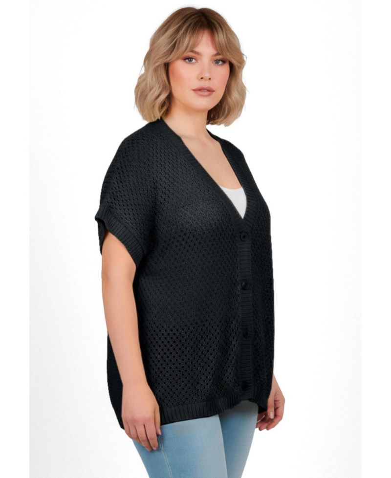 Women's Short Sleeve Button Front Cardigan