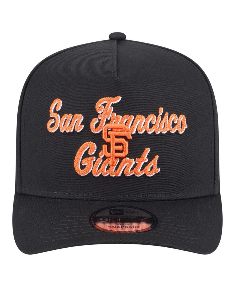 Men's Black San Francisco Giants Chainstitch 9FIFTY A-Frame Snapback Hat