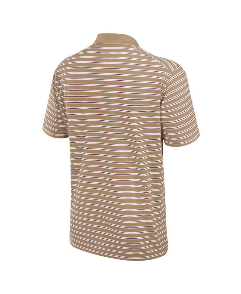 Men's Tan/White Oklahoma Sooners Primetime Victory Striped Polo Shirt