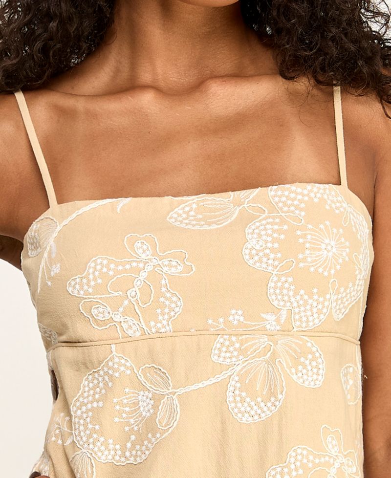 Juniors' Embroidered Square Neck Short Dress