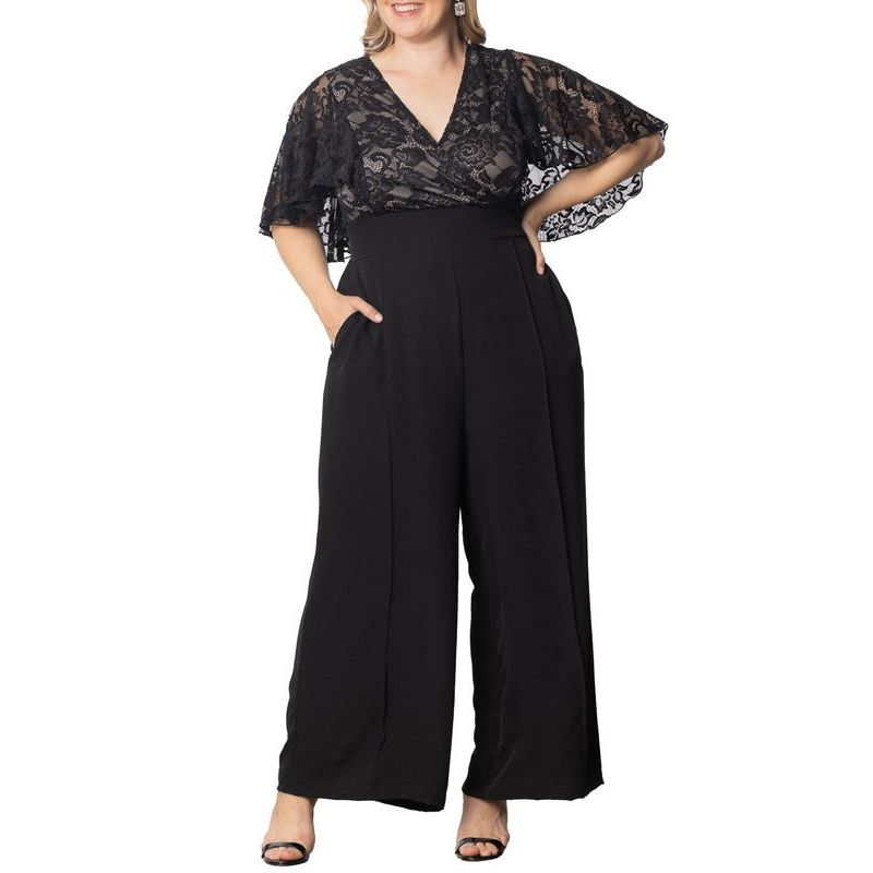 Plus Size Alluring Sequins Lace Formal Jumpsuit