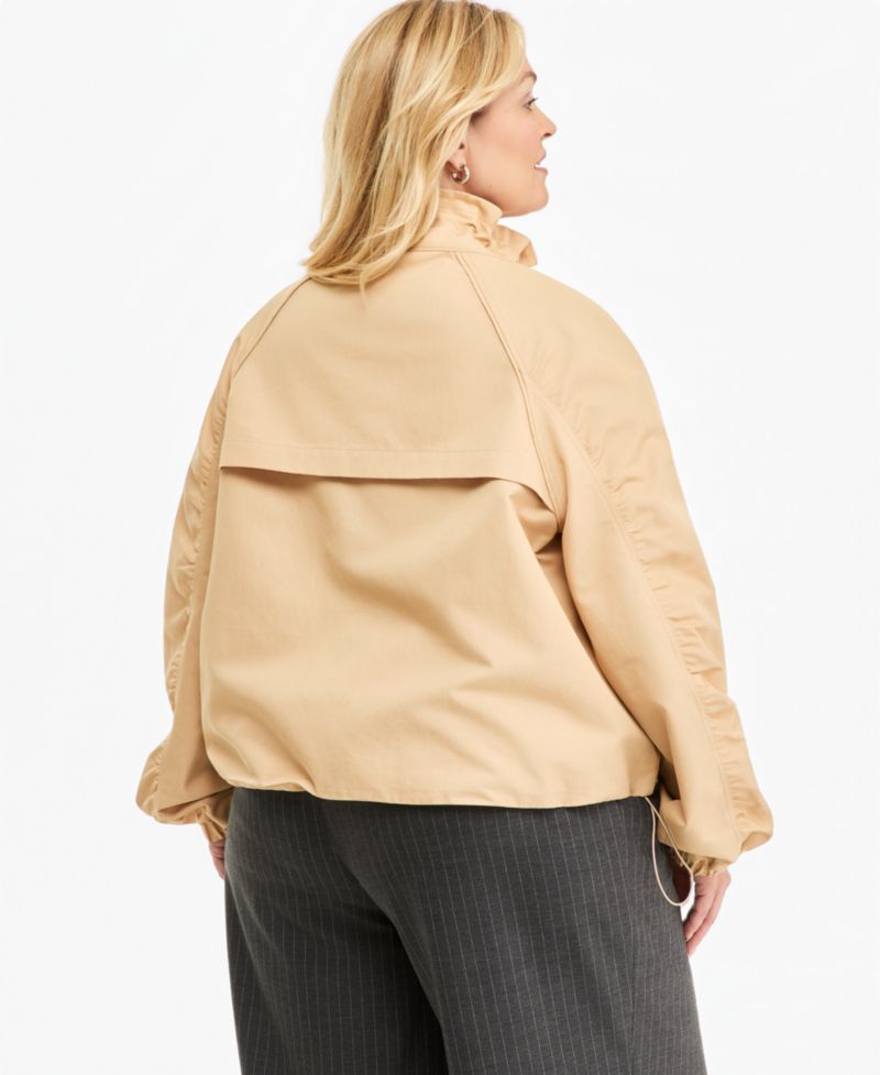Trendy Plus Size Drawstring-Hem Utility Jacket