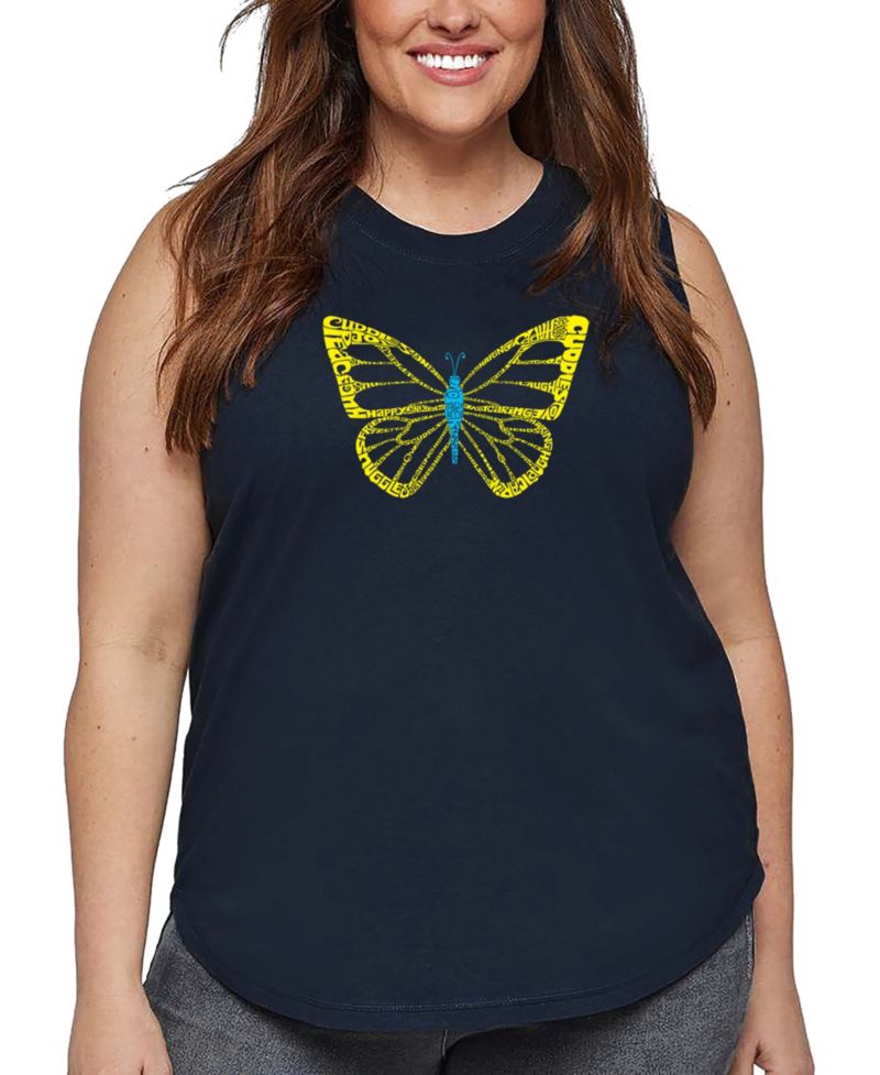 Plus Size Butterfly Word Art Tank Top