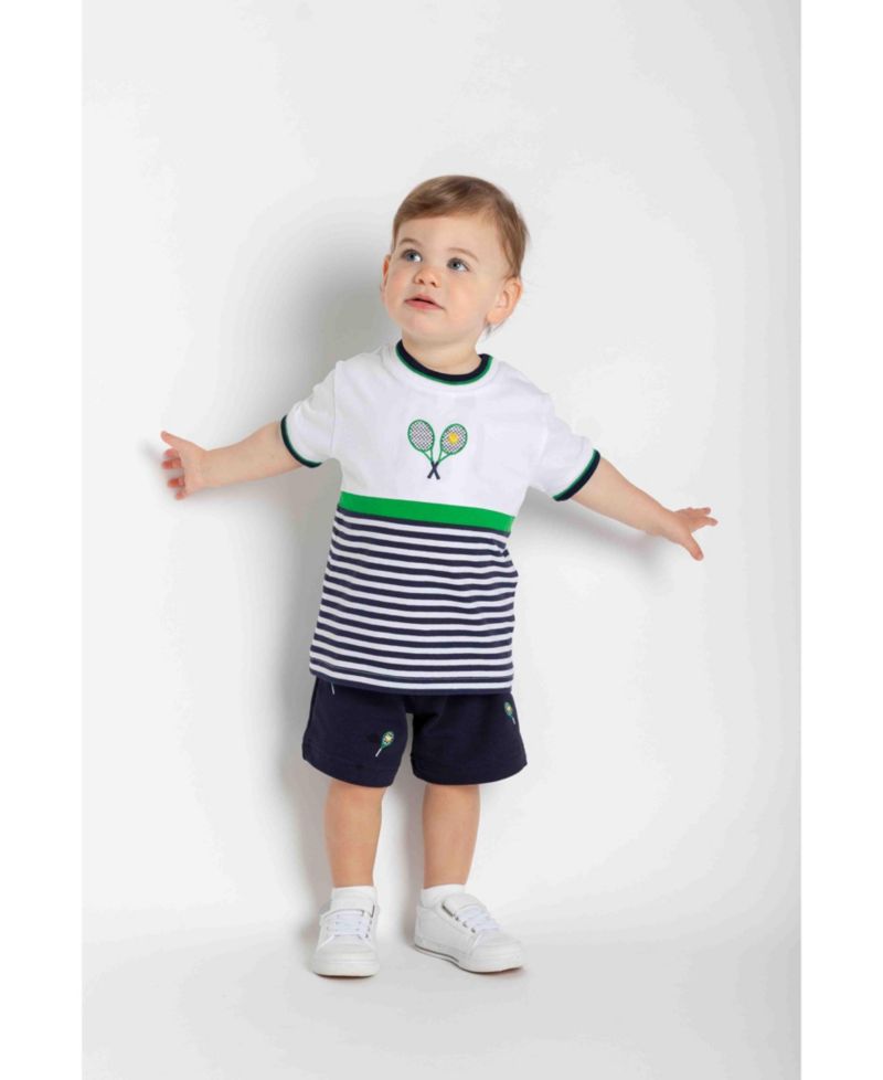 Little Girls 4- 7 Knit Short Set with Tennis Rackets
