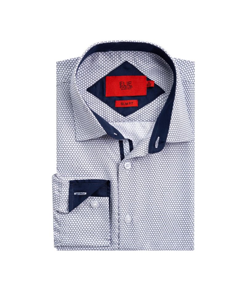 Big Boys White Slim Fit Honeycomb Button-Down Shirt