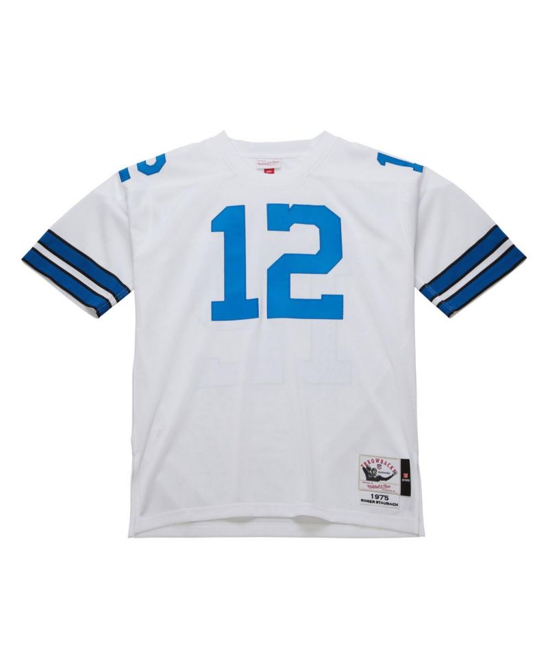 Men's Roger Staubach White Dallas Cowboys 1975 Authentic Throwback Retired Player Jersey