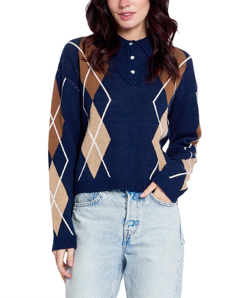 Women's Astrid Long-Sleeve Argyle Sweater